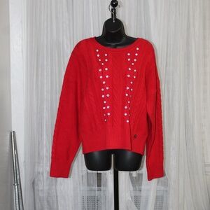 Karl Lagerfeld Paris Rhinestone Lined Knit Sweater. Sz. XL